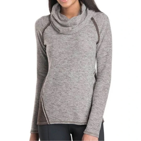 Kuhl Tops - Kuhl Nova Women's Sweatshirt Pullover Cowl Neck Heathered Grey Brown Wool Medium